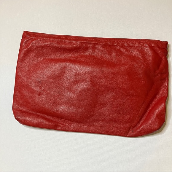 Vintage 80s 90s Red Leather Clutch - Picture 7 of 14